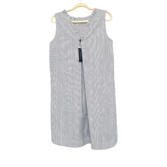 Lafayette 148 New York Blue Striped Sleeveless Convertible Shift Dress NWT Sz M - Picture 6 of 12